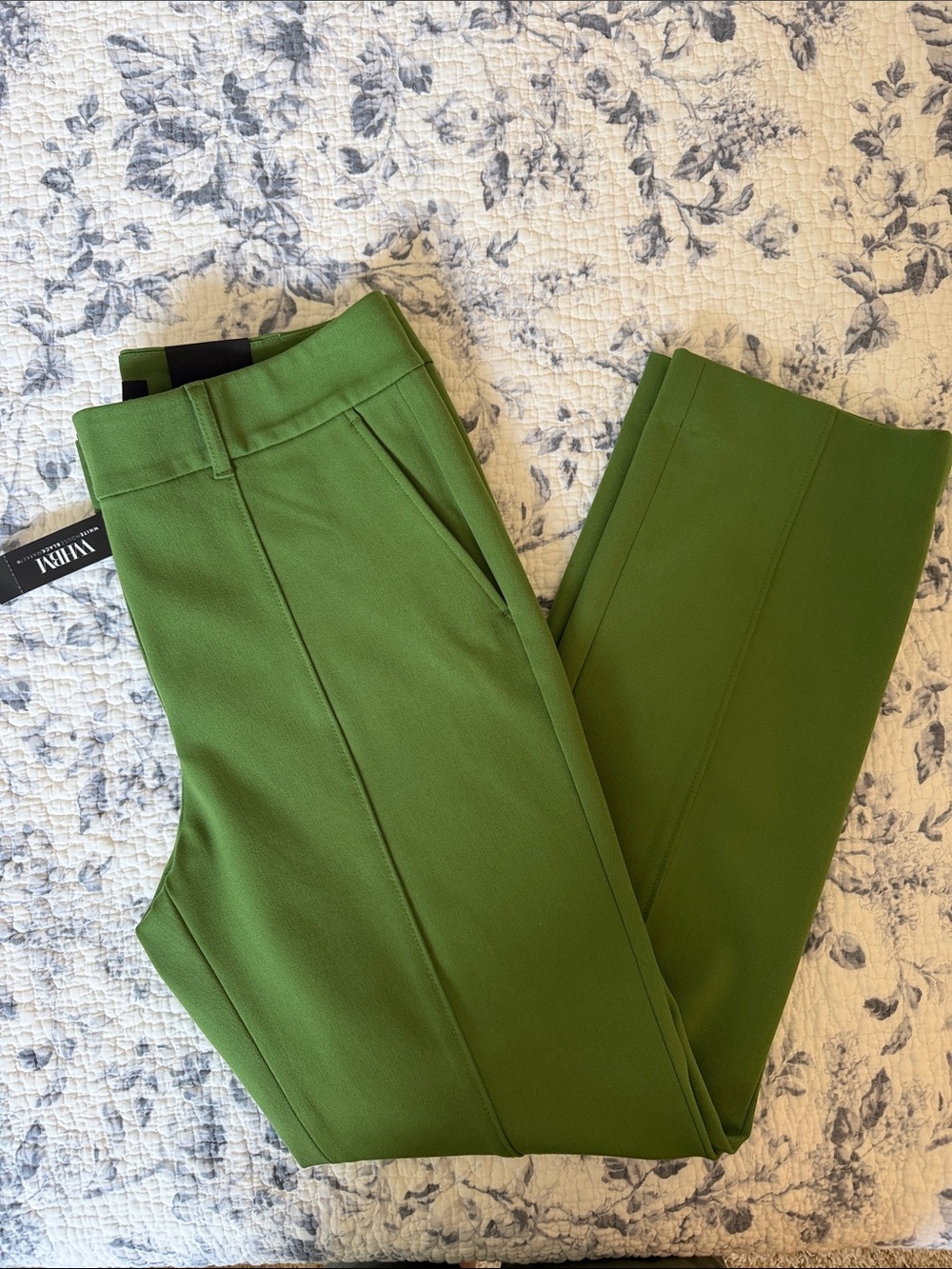White House Black Market Green Straight-Leg Dress Trousers